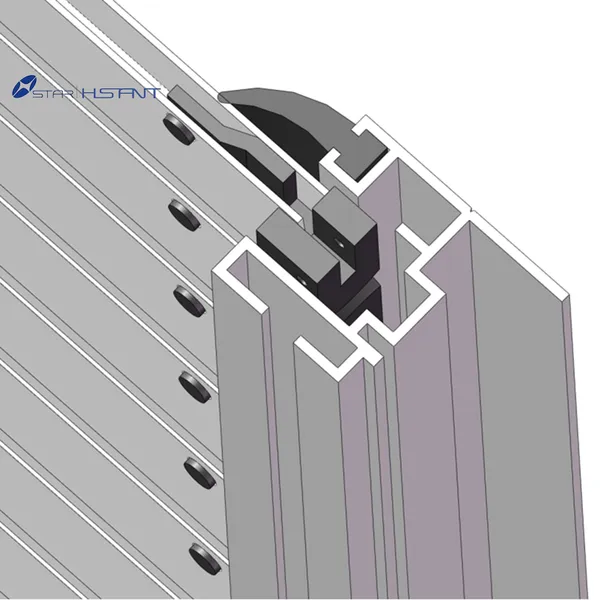 Custom truck roller shutter track top view
